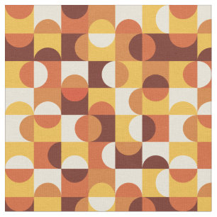 Mid Century Geometric Half Circles Yellow Orange Fabric