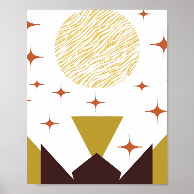 Mid Century Geometric Landscape Poster (Front)