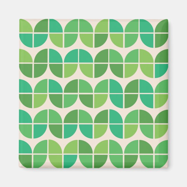 Mid Century Geometric Lime Mint Green Pattern Magnet (Front)