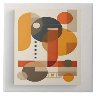 Mid-Century Geometric Mastery No 7 Ceramic Tile