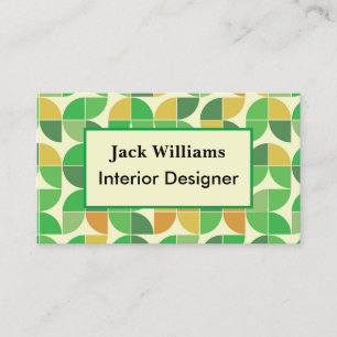 Mid Century Geometric Orange Green Custom Business Card