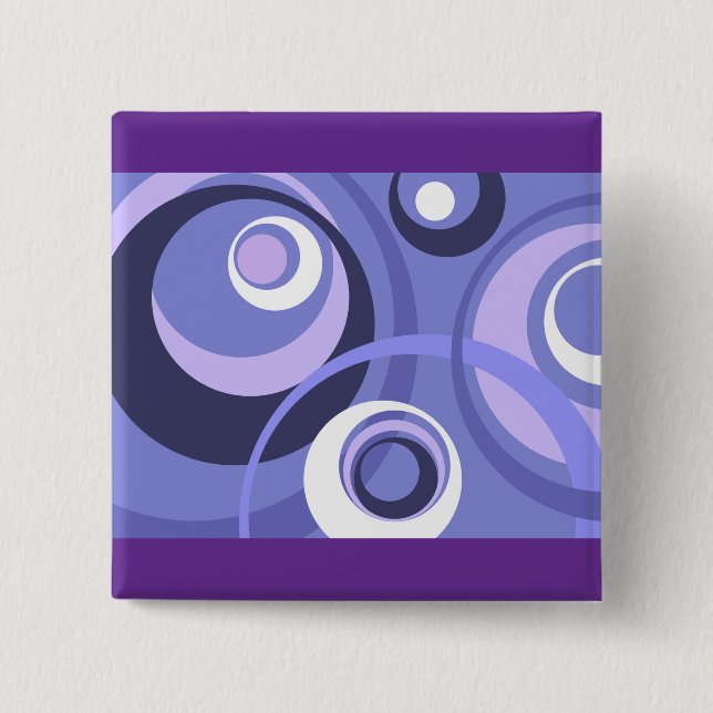 Mid-Century Geometric Purple Circles Abstract Button (Front)