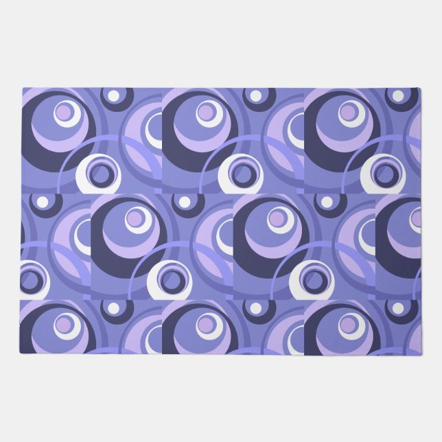 Mid-Century Geometric Purple Circles Abstract Doormat (Front)