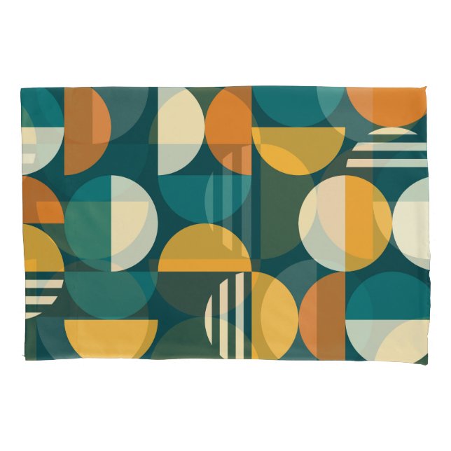Mid-Century Geometric: Retro Minimalist Design. Pillow Case (Front)