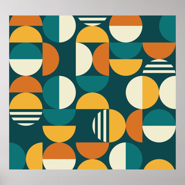 Mid-Century Geometric: Retro Minimalist Design. Poster (Front)