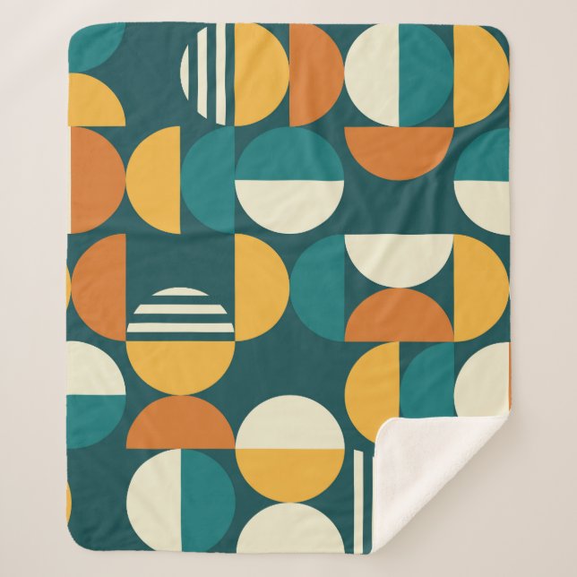 Mid-Century Geometric: Retro Minimalist Design. Sherpa Blanket (Front)