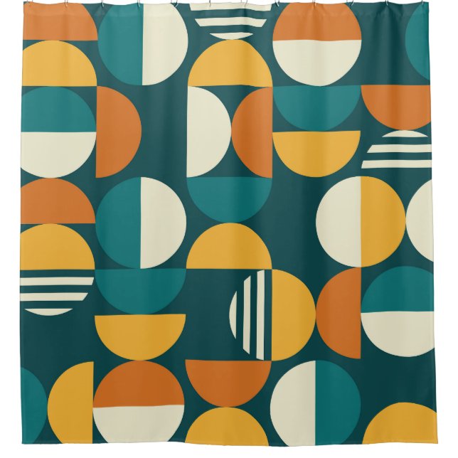 Mid-Century Geometric: Retro Minimalist Design. Shower Curtain (Front)