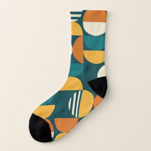 Mid_Century Geometric Retro Minimalist Design Socks