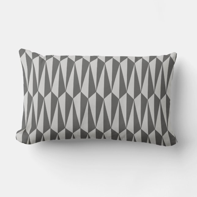 Mid-Century geometric, shades of grey Lumbar Pillow (Front)