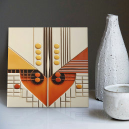 Mid-Century Geometric Symmetry Art Deco Ceramic Tile