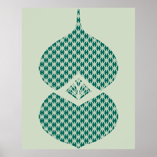 Mid Century Geometric Teal and Mint Art  Poster (Front)