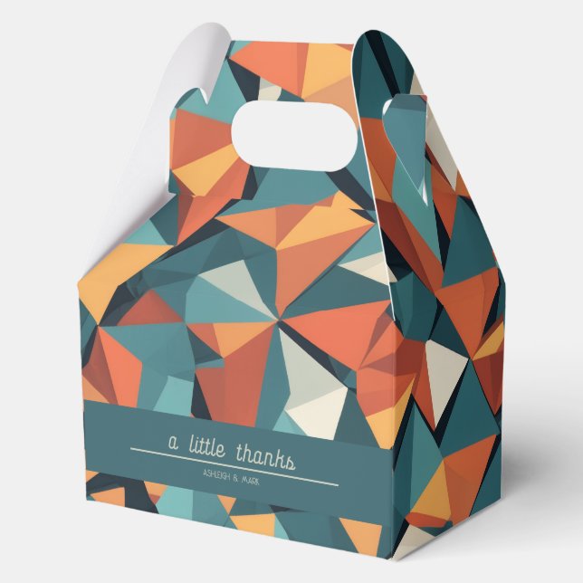Mid-Century Geometric Teal & Orange | Custom Favor Boxes (Front)