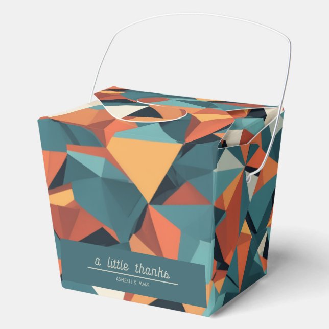 Mid-Century Geometric Teal & Orange | Custom Favor Boxes (Front)