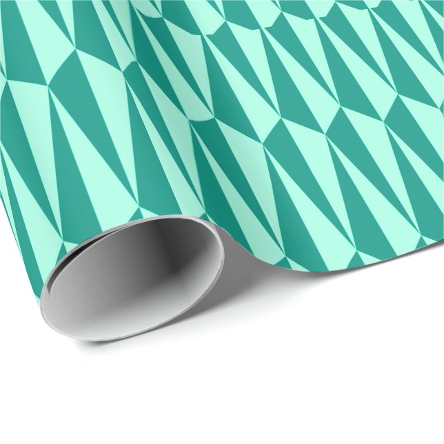 Mid-Century geometric, turquoise and aqua Wrapping Paper (Roll Corner)