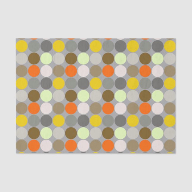 Mid-Century Giant Dots, Gray, Gold and Orange Tissue Paper (Front)