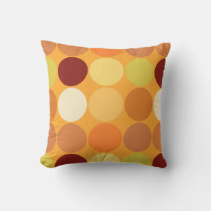 Mid-Century Giant Dots, Mustard Gold and Brown Throw Pillow