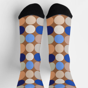 Mid-Century Giant Dots, Taupe, Beige and Blue Socks