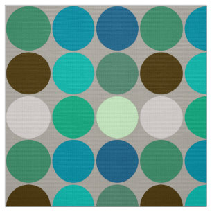 Mid-Century Giant Dots, Turquoise and Gray Fabric