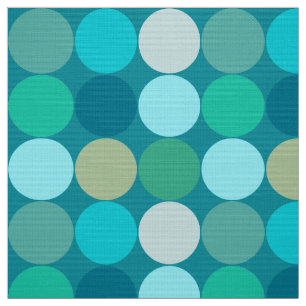 Mid-Century Giant Dots, Turquoise, Aqua & Beige Fabric