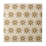 Mid-Century Gold Starburst Pattern Ceramic Tile<br><div class="desc">Mid-century modern inspired design featuring vintage pattern of retro gold starbursts on a beige background. Simple, clean modern design. Create your own custom pattern by uploading a new image, or use the "contact this designer" button for help. To create your own patterned design: 1. Select personalize this template. 2. Replace...</div>