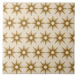 Mid-Century Gold Starburst Pattern Large Ceramic Tile<br><div class="desc">Mid-century modern inspired design featuring vintage pattern of retro gold starbursts on a beige background. Simple, clean modern design. Create your own custom pattern by uploading a new image, or use the "message" button to contact the designer for help. To create your own patterned design: 1. Select personalize this template....</div>