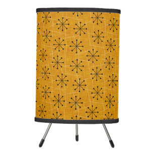 Mid-Century Gold Starbursts Pattern Tripod Lamp