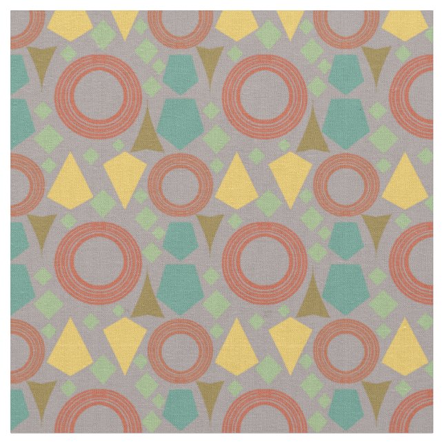 Mid Century Gray Geometric Fabric (Close Up)