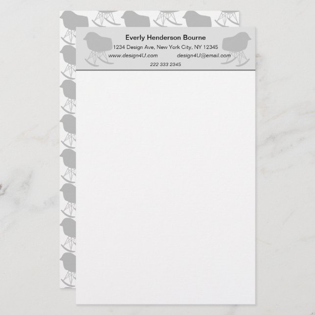 Mid-Century Gray Pattern Chair Silhouette (Front/Back)