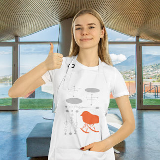 Mid-Century Gray Pattern Chair Silhouette Adult Apron