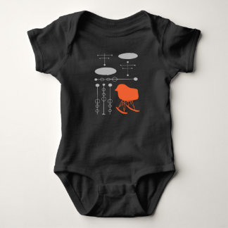 Mid-Century Gray Pattern Chair Silhouette Baby Bodysuit
