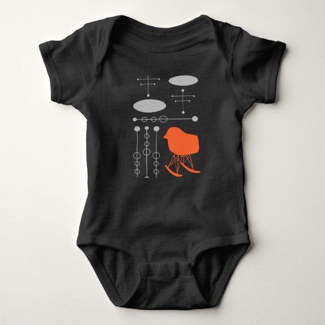 Mid-Century Gray Pattern Chair Silhouette Baby Bodysuit (Front)