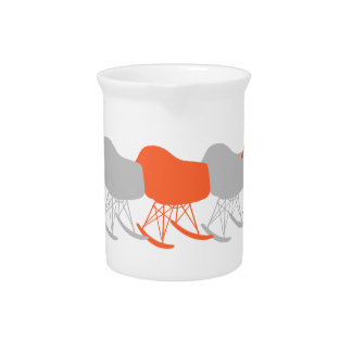Mid-Century Gray Pattern Chair Silhouette Beverage Pitcher