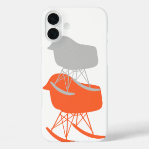 Mid-Century Gray Pattern Chair Silhouette iPhone 16 Plus Case