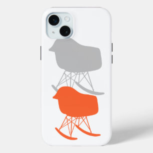 Mid-Century Gray Pattern Chair Silhouette iPhone 15 Plus Case