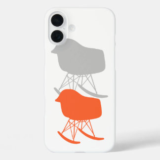 Mid-Century Gray Pattern Chair Silhouette iPhone 16 Plus Case