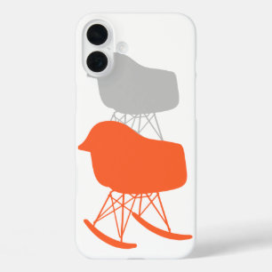 Mid-Century Gray Pattern Chair Silhouette iPhone 16 Plus Case