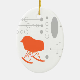 Mid-Century Gray Pattern Chair Silhouette Ceramic Ornament
