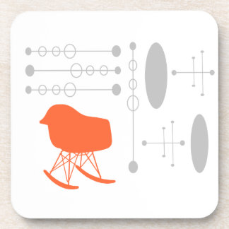 Mid-Century Gray Pattern Chair Silhouette Drink Coaster