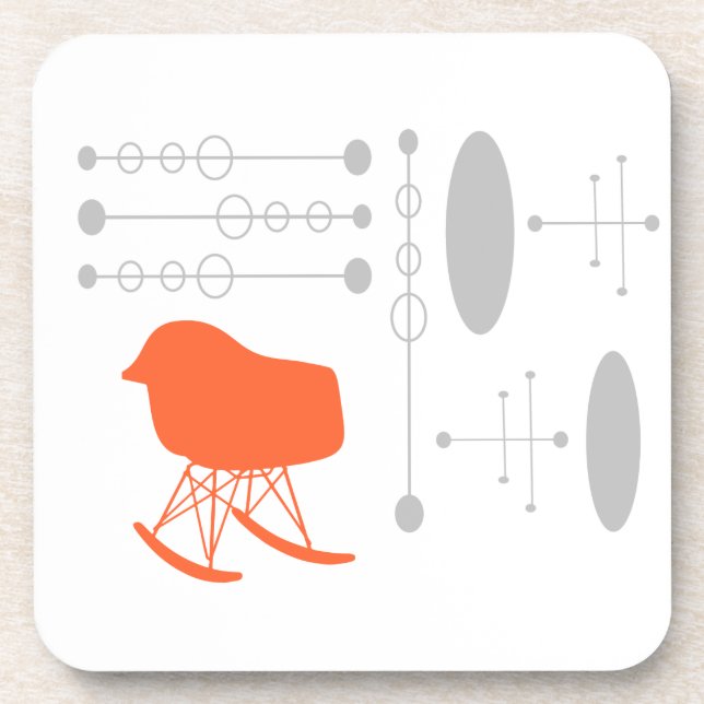 Mid-Century Gray Pattern Chair Silhouette Drink Coaster (Front)