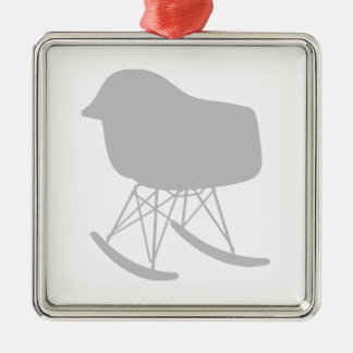 Mid-Century Gray Pattern Chair Silhouette Metal Ornament