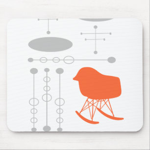 Mid-Century Gray Pattern Chair Silhouette Mouse Pad