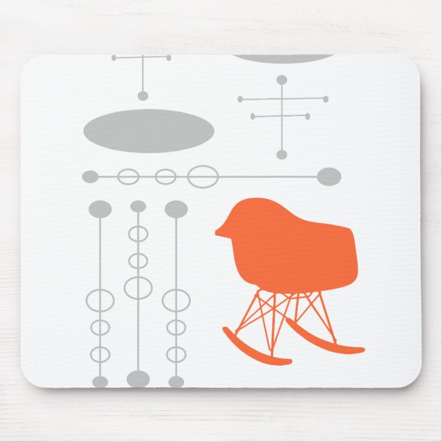 Mid-Century Gray Pattern Chair Silhouette Mouse Pad (Front)