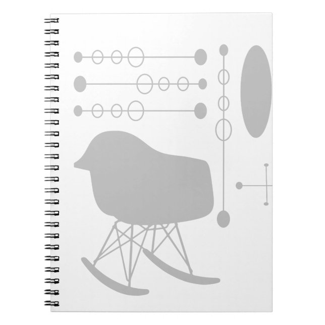 Mid-Century Gray Pattern Chair Silhouette Notebook (Front)
