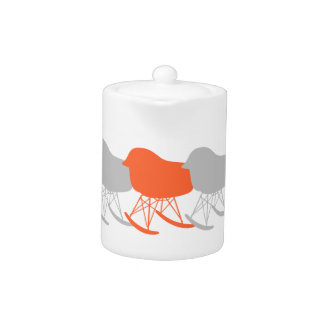 Mid-Century Gray Pattern Chair Silhouette Teapot