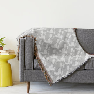 Mid-Century Gray Pattern Chair Silhouette Throw Blanket