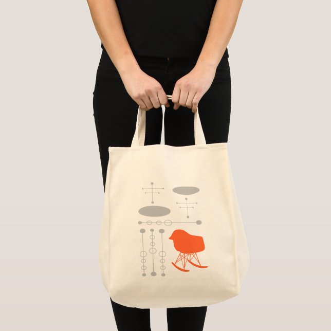 Mid-Century Gray Pattern Chair Silhouette Tote Bag (Front (Product))