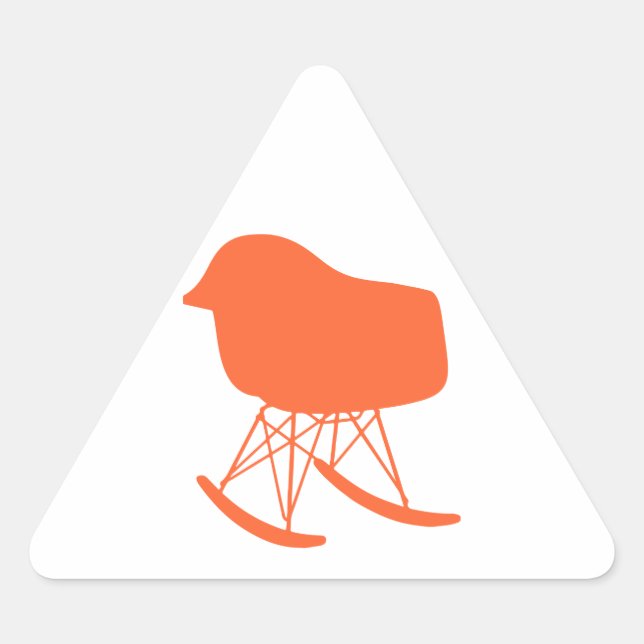 Mid-Century Gray Pattern Chair Silhouette Triangle Sticker (Front)