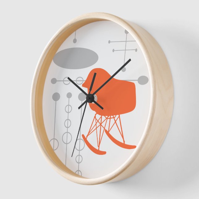 Mid-Century Gray Pattern Chair Silhouette Wall Clock (Angle)