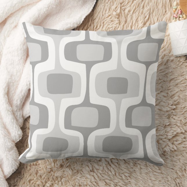 Mid-Century Gray Yellow Connect Box Retro Pattern Throw Pillow (Blanket)