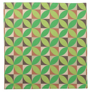 Mid Century Green Geometric circles on squares Cloth Napkin